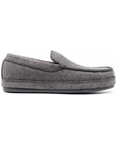 Zegna Square-toe Slip-on Loafers - Gray