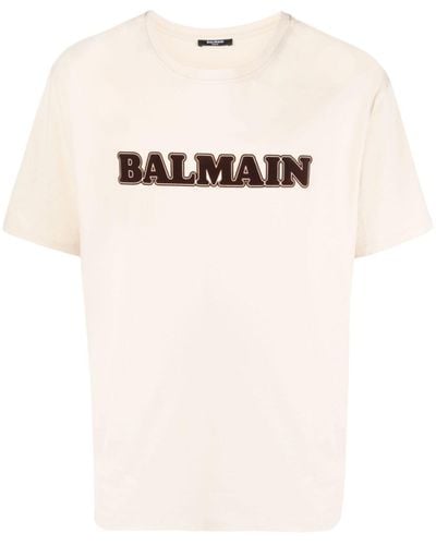 Balmain T-shirt Met Logo - Naturel