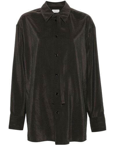 Lemaire Button-up Silk-blend Shirt - Black