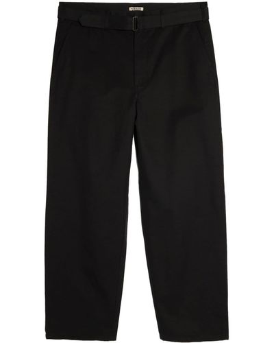 AURALEE Belted Silk Trousers - Black