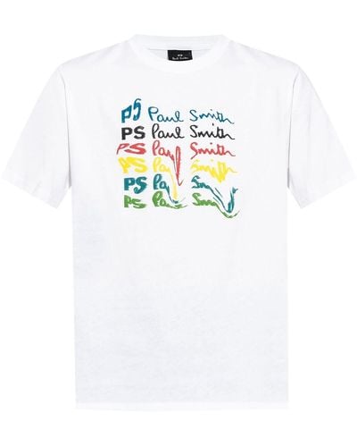 PS by Paul Smith Dripping-effect Signature-print T-shirt - White