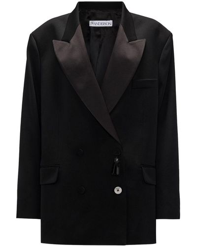 JW Anderson Double-breasted Contrasting-collar Blazer - Black