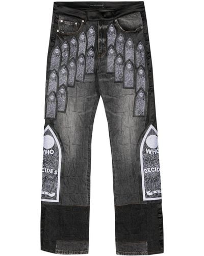 Who Decides War Jeans dritti con design patchwork - Grigio