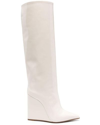 Le Silla Kira 120mm Patent Wedge Boots - White