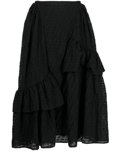 Cecilie Bahnsen Damara Ruffled Midi Skirt - Black
