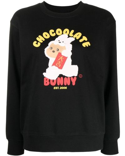 Chocoolate Bunny Graphic Sweatshirt - Black