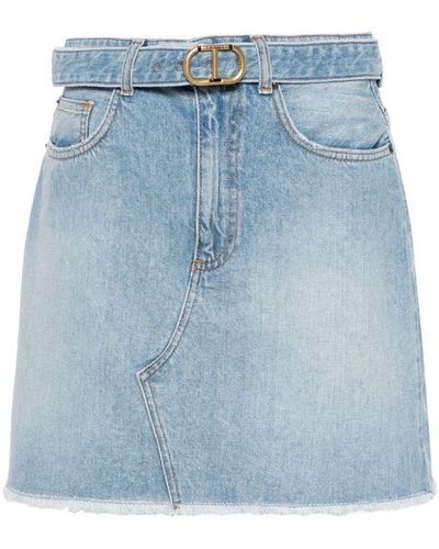 Twin Set Frayed Denim Miniskirt - Blauw