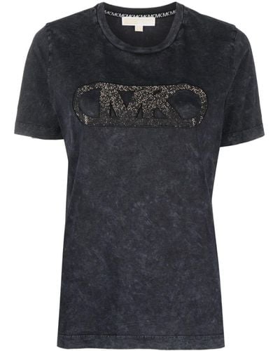 MICHAEL Michael Kors T-Shirt aus Bio-Baumwolle mit Strass - Schwarz