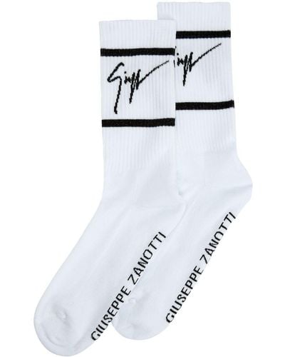 Giuseppe Zanotti Intarsia-knit Ankle Socks - White