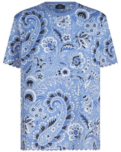 Etro T-Shirt mit Bandana-Print - Blau