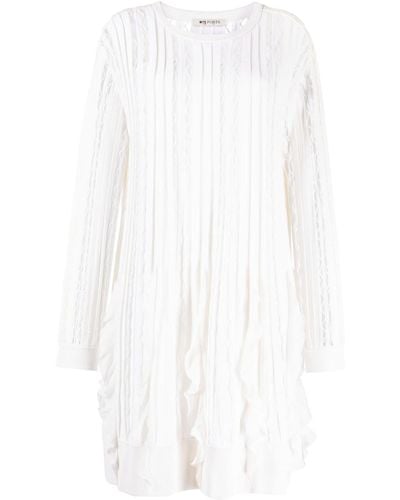 Ports 1961 Flutter Knitted Long-sleeve Dress - White