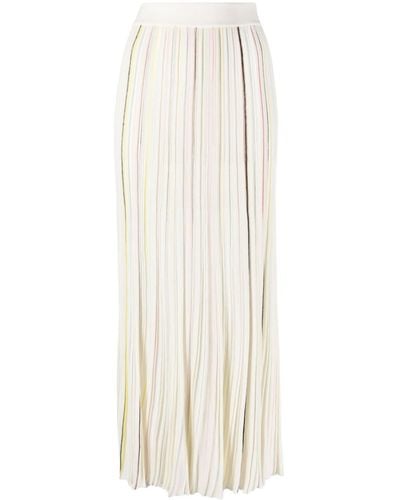 Sonia Rykiel Striped Pleated Maxi Skirt - White