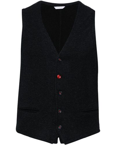 Manuel Ritz Textured Fine-knit Waistcoat - Black