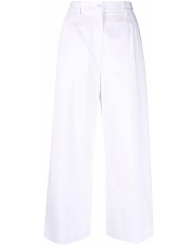 Dolce & Gabbana Logo-buttons Wide Leg Cropped Pants - White
