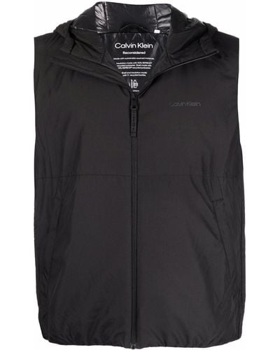 Calvin Klein Hooded Zip-up Vest - Black