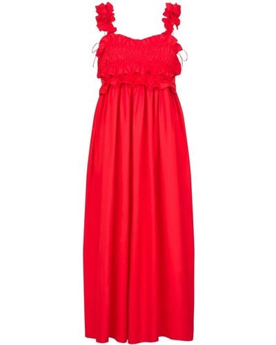 Cecilie Bahnsen Giovanna Ruched Maxi Dress - Red