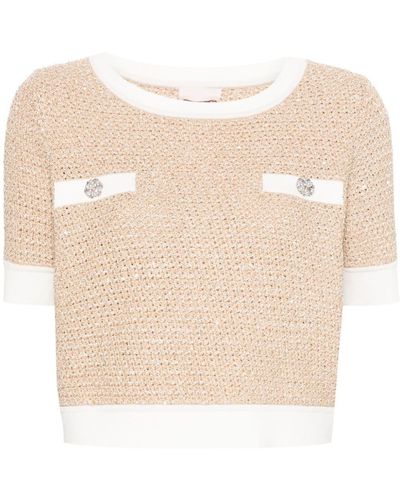 Liu Jo Sequin-embellished Macramé Top - Natural