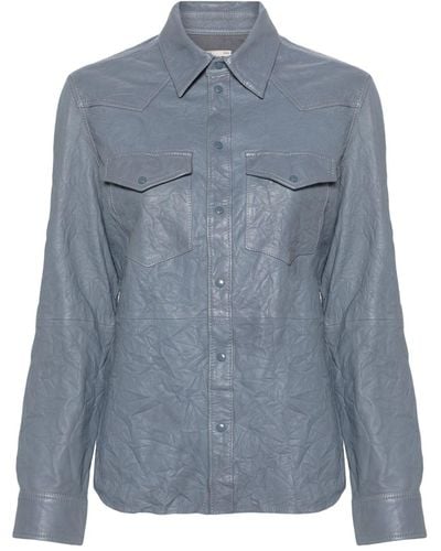 Zadig & Voltaire Chemise Tamara en cuir à effet craquelé - Bleu