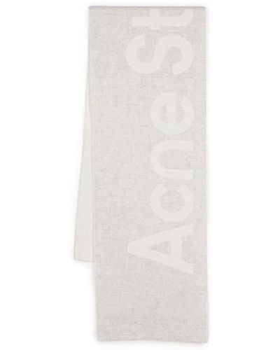 Acne Studios Gebürsteter Schal aus Logo-Jacquard - Weiß