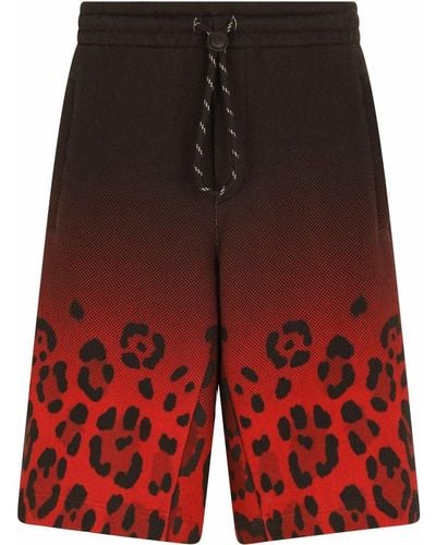 Dolce & Gabbana Short à imprimé léopard - Rouge