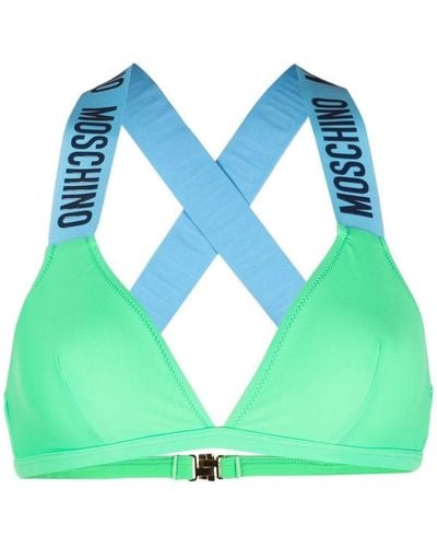 Moschino Bikinitop Met Logo Reliëf - Groen