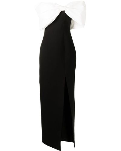 Rachel Gilbert Vestido de fiesta de dos tonos con detalle de lazo - Negro