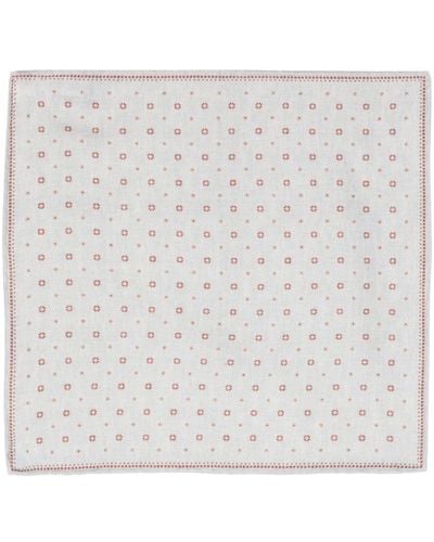 Eleventy Floral-print Cotton-wool Scarf - White