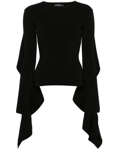 Mugler Asymmetric-design Knitted Top - Black