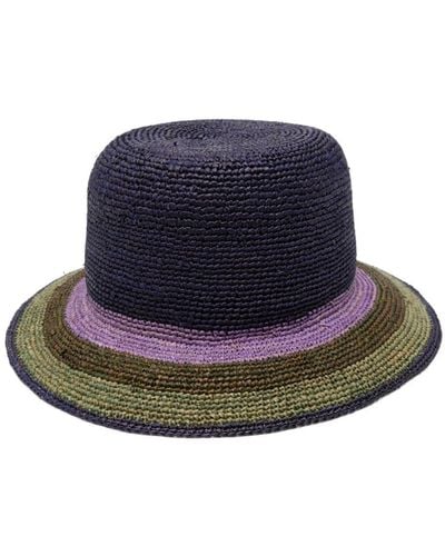Paul Smith Striped Straw Hat - Blue