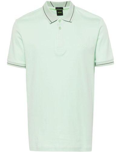 BOSS Poloshirt mit gestricktem Saum - Grün