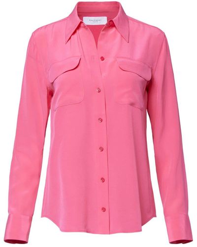Equipment フラップポケット シルクシャツ - ピンク