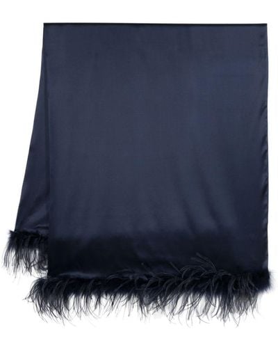 Styland Ostrich-feather Satin Scarf - Blue