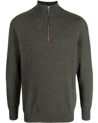 N.Peal Cashmere Half-zip Fastening Knitted Jumper - Green