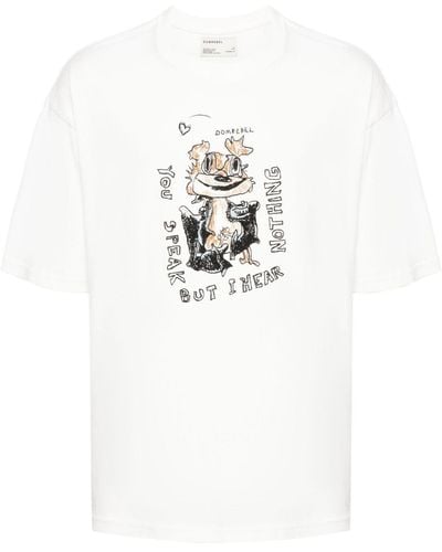 DOMREBEL T-shirt en coton Speak à imprimé graphique - Blanc