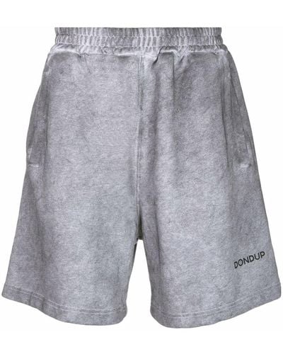 Dondup Logo-print Cotton Track Shorts - Grey