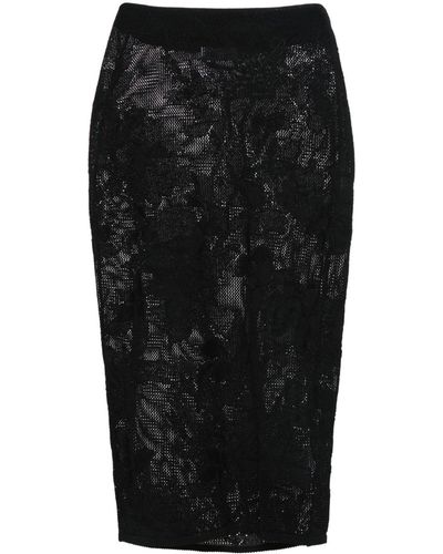 Blumarine Open-knit Midi Skirt - Black