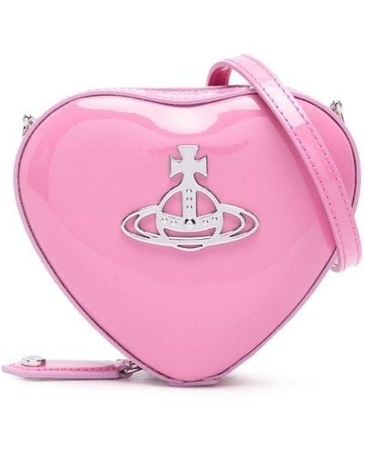 Vivienne Westwood Mini Heart Umhängetasche aus Lackleder - Pink