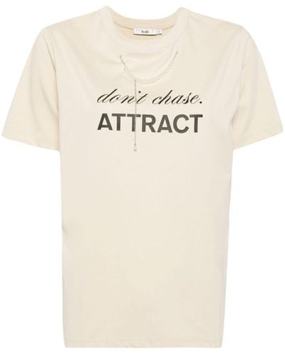 B+ AB T-shirt Met Imitatieparel - Naturel