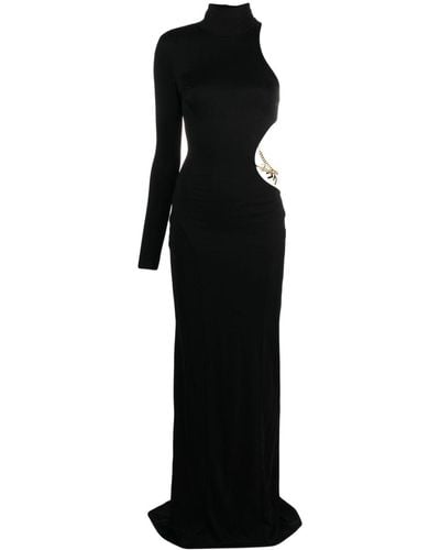 Elisabetta Franchi Red Carpet One-shoulder Cut-out Maxi Dress - Black