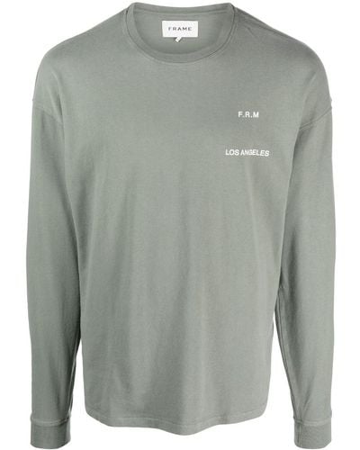 FRAME Logo-print Cotton Sweater - Gray