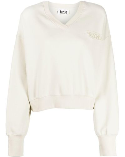 Izzue Logo-print V-neck Sweatshirt - White