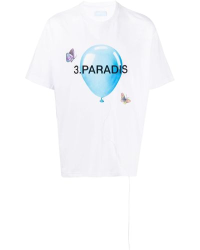 3.PARADIS T-shirt Met Print - Blauw