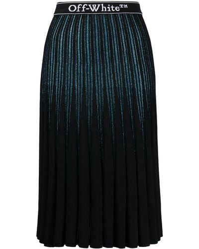 Off-White c/o Virgil Abloh Glitter-stripe Pleated Skirt - Blue