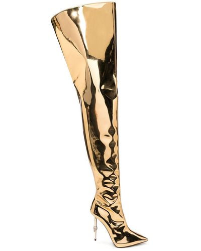 Philipp Plein Metallic Thigh-high Skull Stiletto Boots