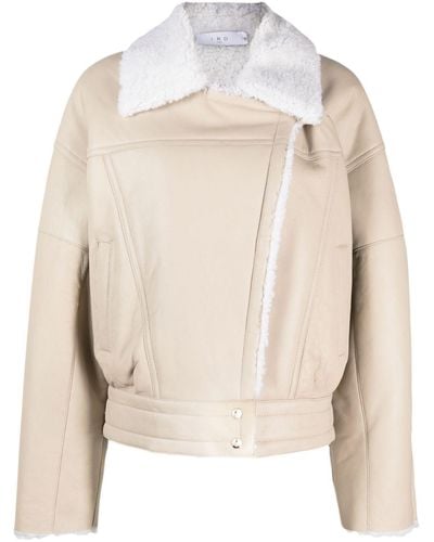 IRO Giacca biker Octavi con colletto in shearling - Neutro