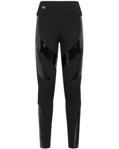 Philipp Plein Logo-patch High-waist leggings - Black
