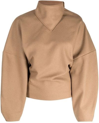 WEINSANTO Detachable-collar Wool Blouse - Brown