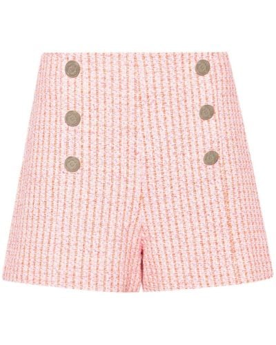 Maje Tweed-Shorts mit hohem Bund - Pink
