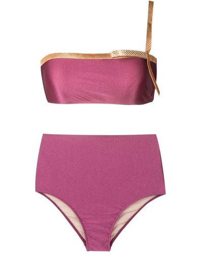Adriana Degreas Metallic-bow Bandeau Bikini - Pink