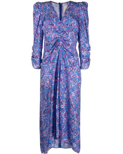 Isabel Marant Midi-jurk Met Bloemenprint - Blauw